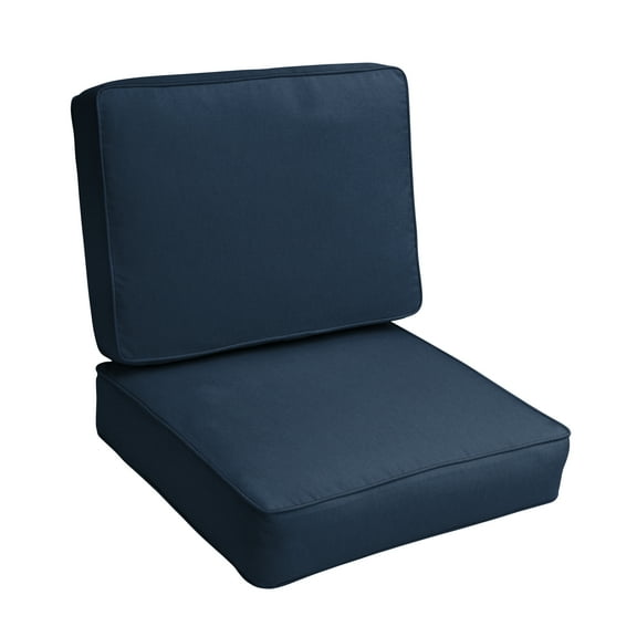 Sorra Home 23.5" x 23" Navy Blue Solid Square Cushion Set Outdoor Seating Cushions (2 Pieces)