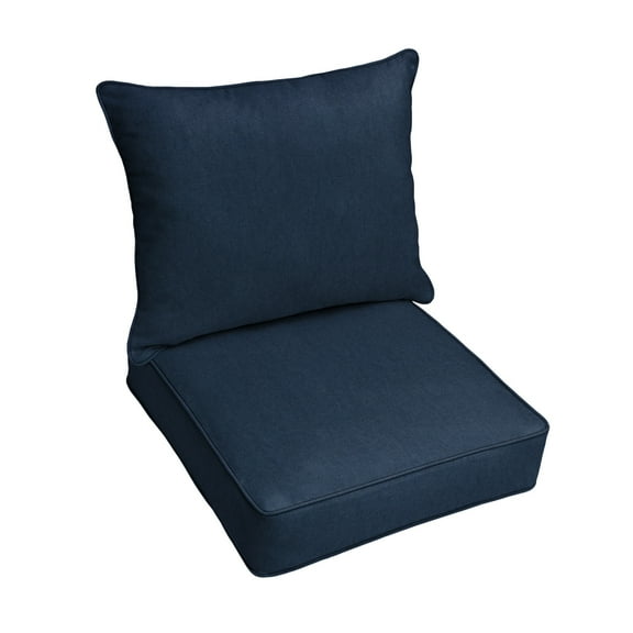 Sorra Home 23" x 25" Navy Blue Solid Rectangle Cushion Set Outdoor Seating Cushions (2 Pieces)