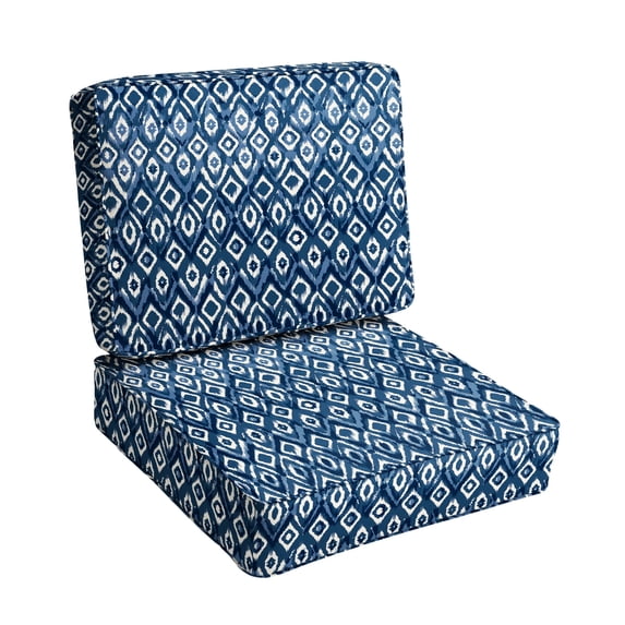 Sorra Home 23" x 27" Indigo Graphic Rectangle Cushion Set Outdoor Seating Cushions (2 Pieces)