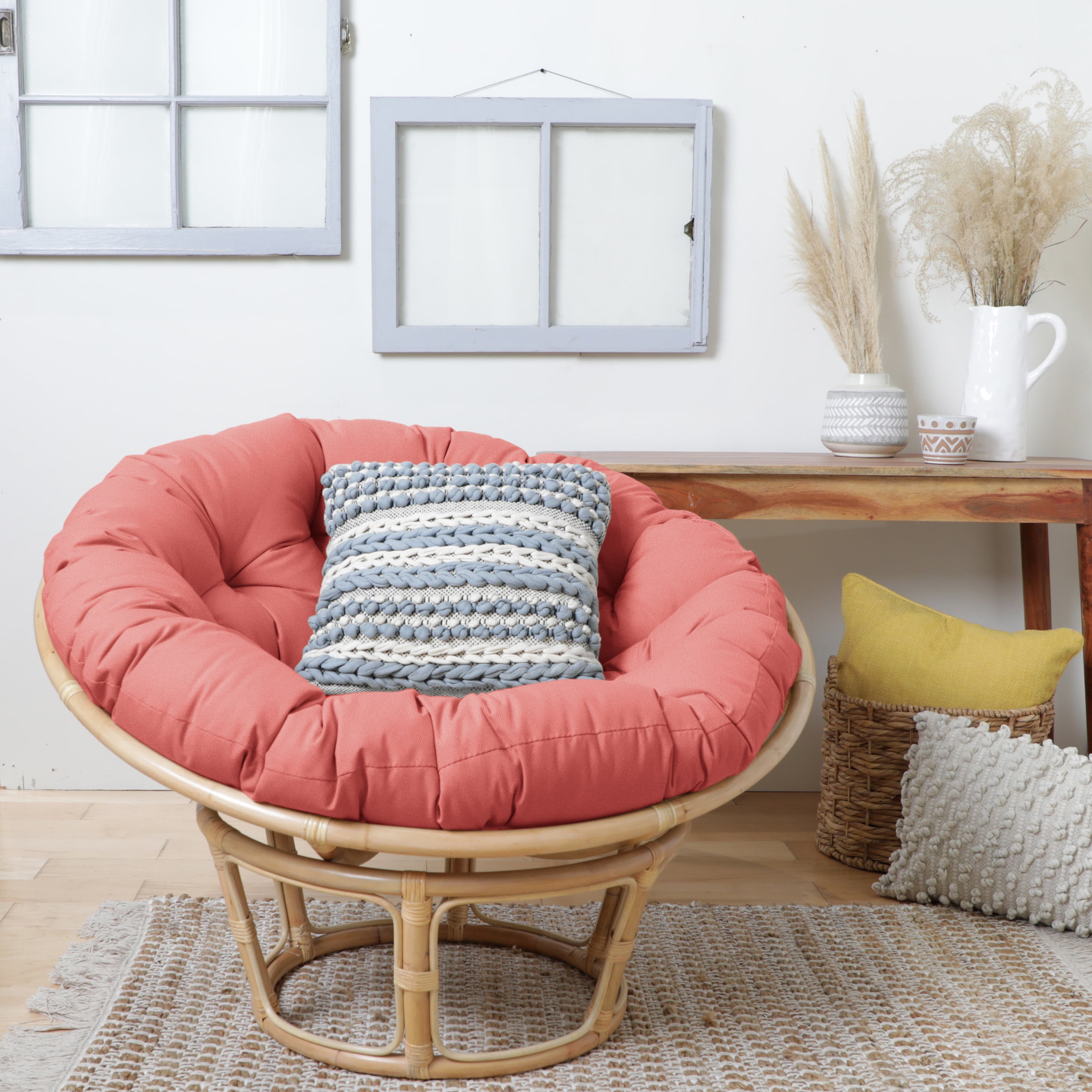 Sorra Home 44 inch Round Papasan Cushion Mustard Walmart