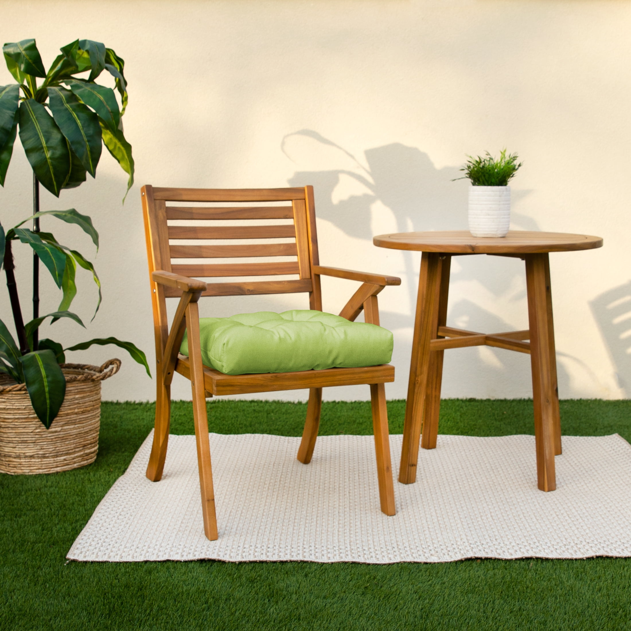Sorra Home Apple Green Tufted Chair Cushion Square Back 19 x 19 x 3