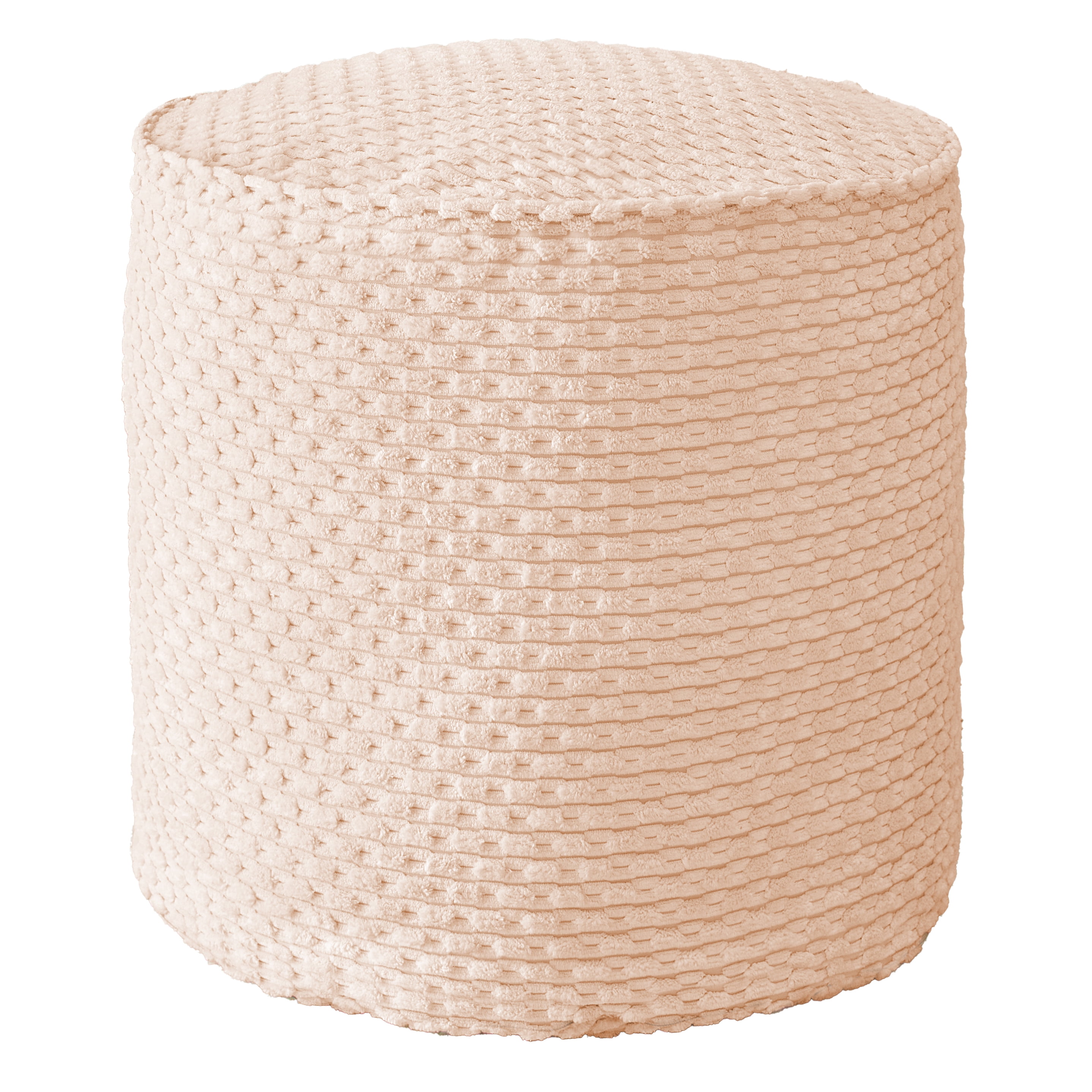 Sorra Home Becklee Blush Round Bean Pouf 20 in W x 20 in D x 18 in H