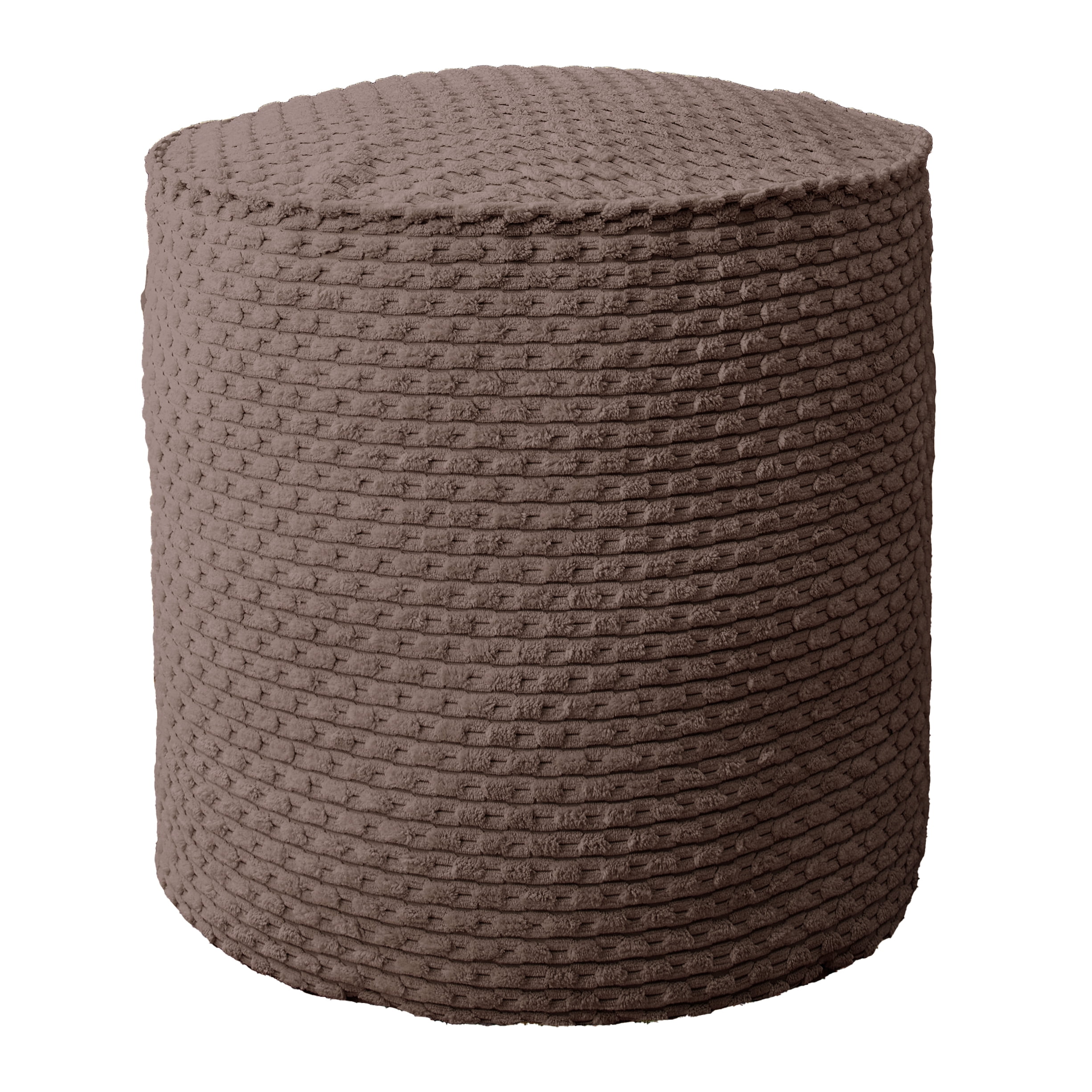 Sorra Home Becklee Chocolate Round Bean Pouf 20 in W x 20 in D x 18 in H