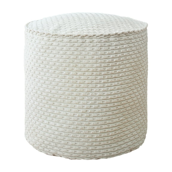 Sorra Home Becklee Ivory Round Bean Pouf 20 in W x 20 in D x 18 in H