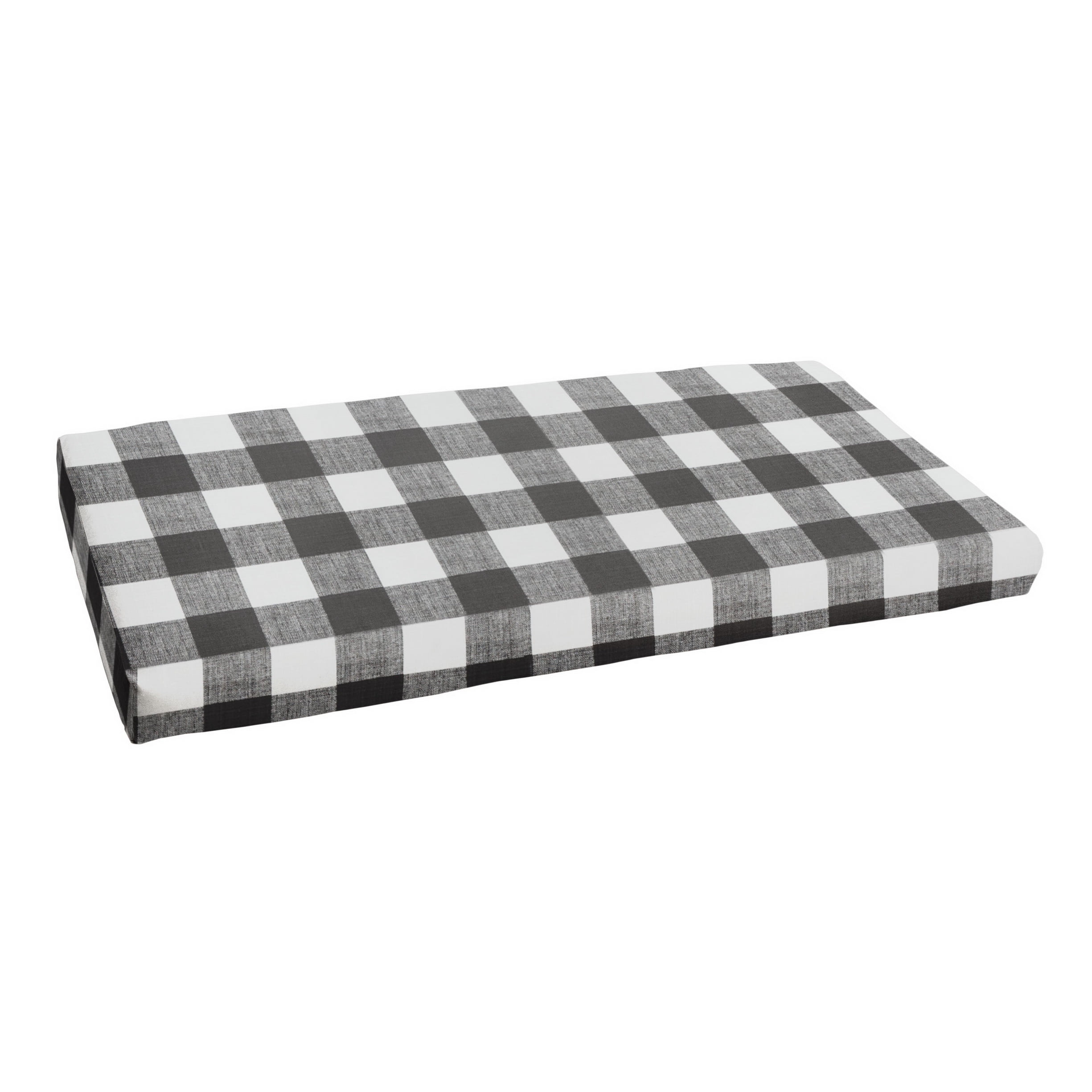 Sorra Home Black Buffalo Plaid Indoor Outdoor Bench Cushion