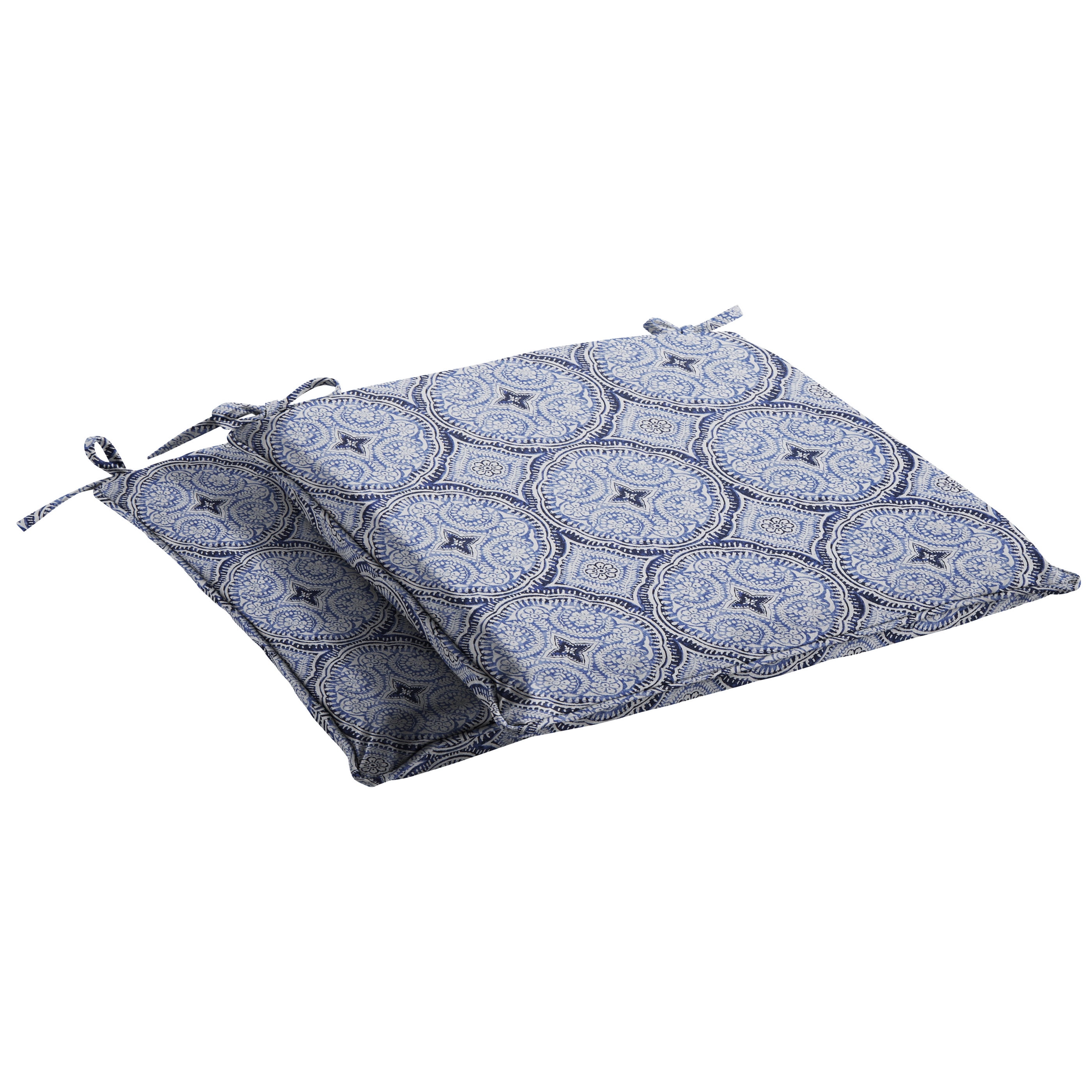 Sorra Home Blue Indoor/Outdoor Chair Pad Set, Corded