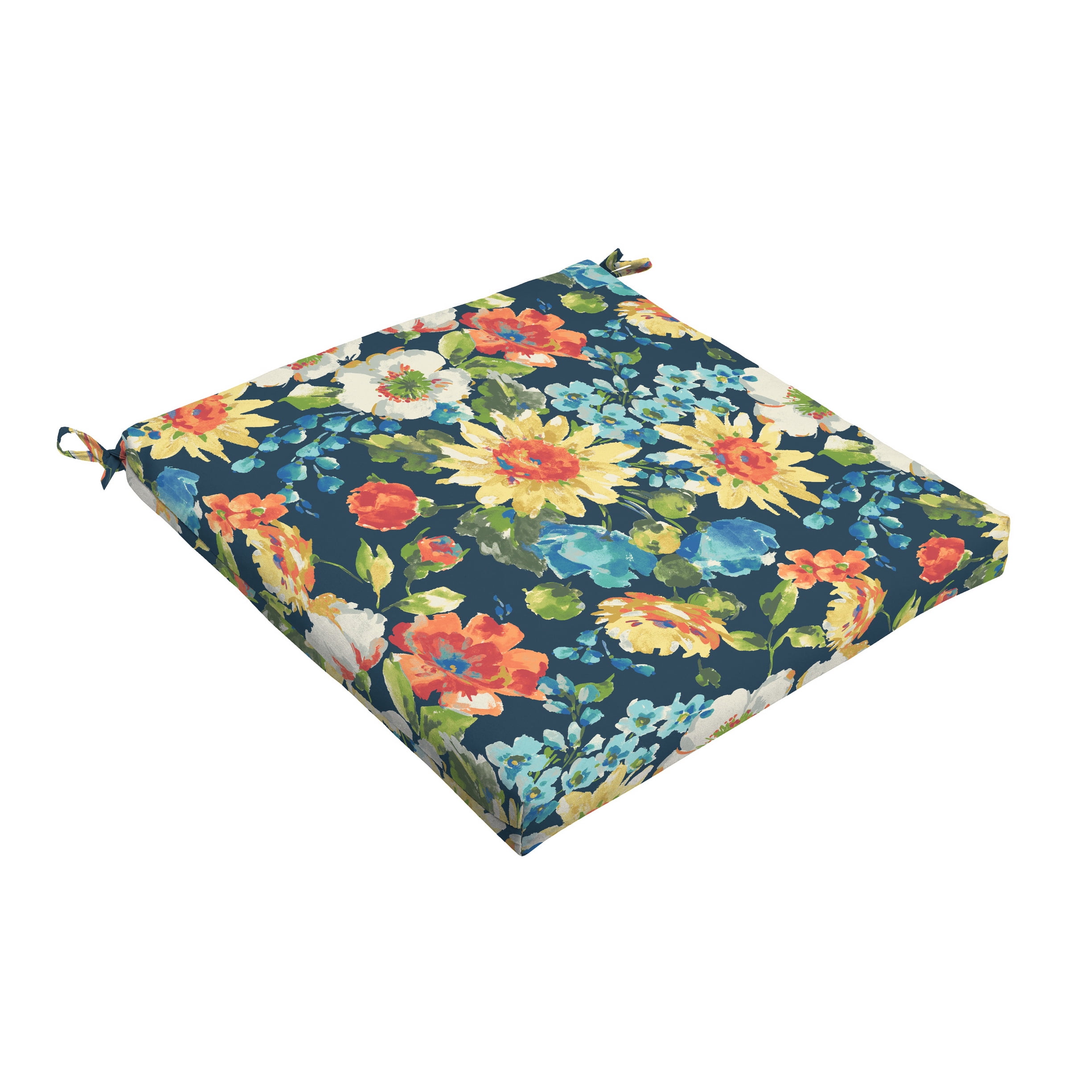 Sorra Home Blue Multi Floral Indoor Outdoor Cushion, Bristol