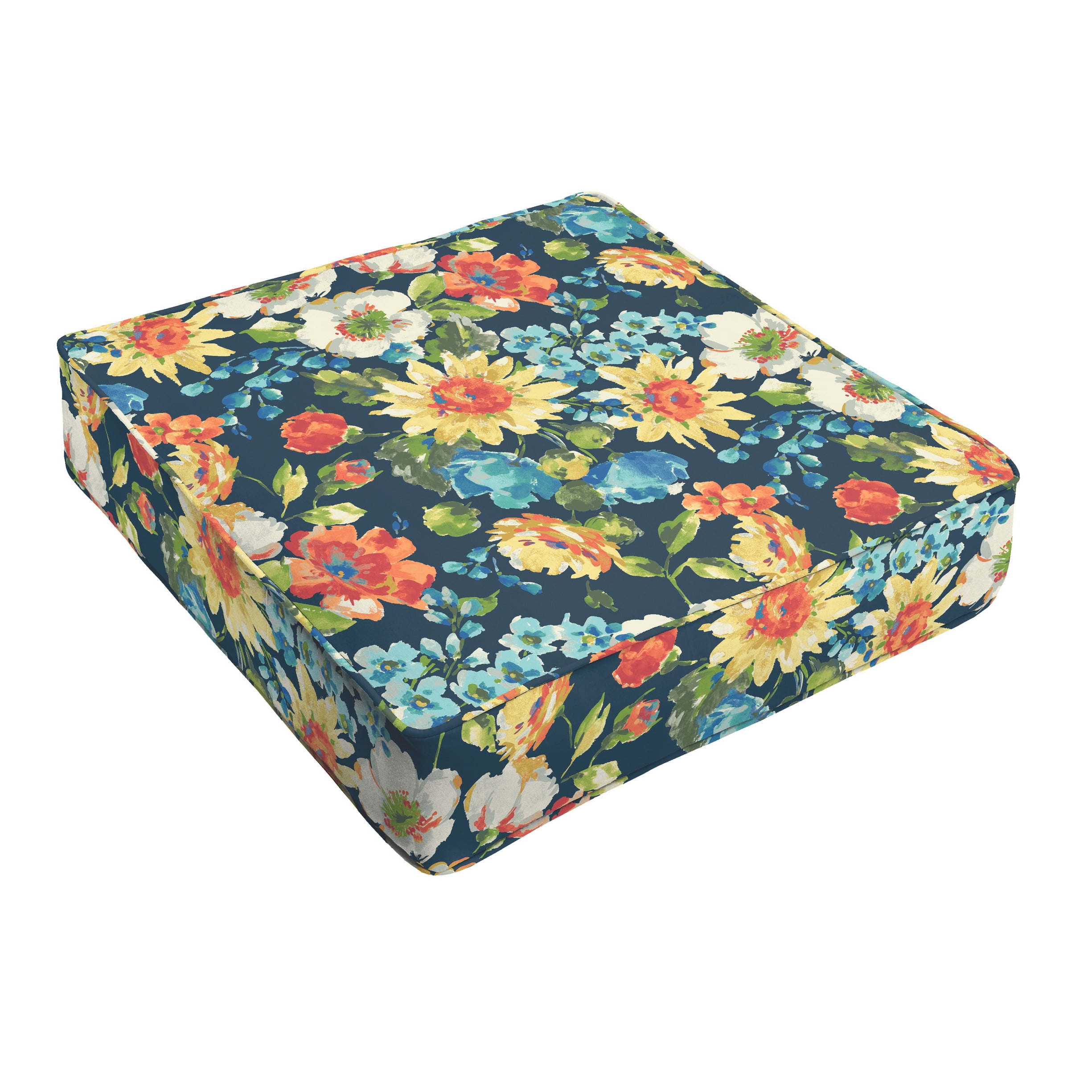 Sorra Home Blue Multi Floral Indoor/Outdoor Deep Seating Cushion, Corded