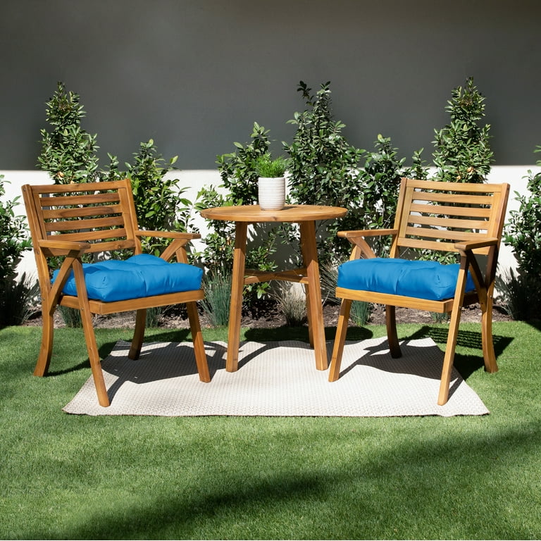 Sorra Home Blue Tufted Chair Cushion Round U-Shaped Back 16 x 16 x