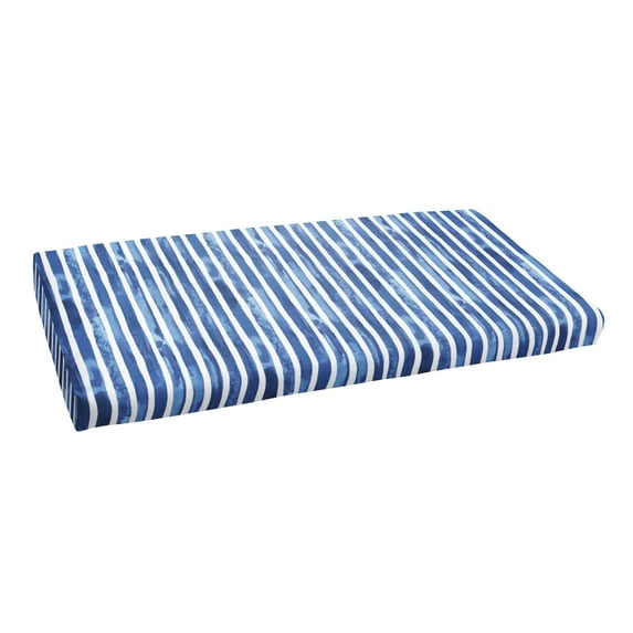 Sorra Home Blue and White Stripe Indoor/Outdoor Bristol Bench Cushion 57 x 16 x 2 - Nelson Commodore Blue