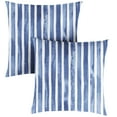 thumbnail image 1 of Sorra Home  Blue and White Stripe Indoor/Outdoor Knife Edge Square Pillows (Set of 2) 20 x 20 x 6 - Nelson Commodore Blue, 1 of 5