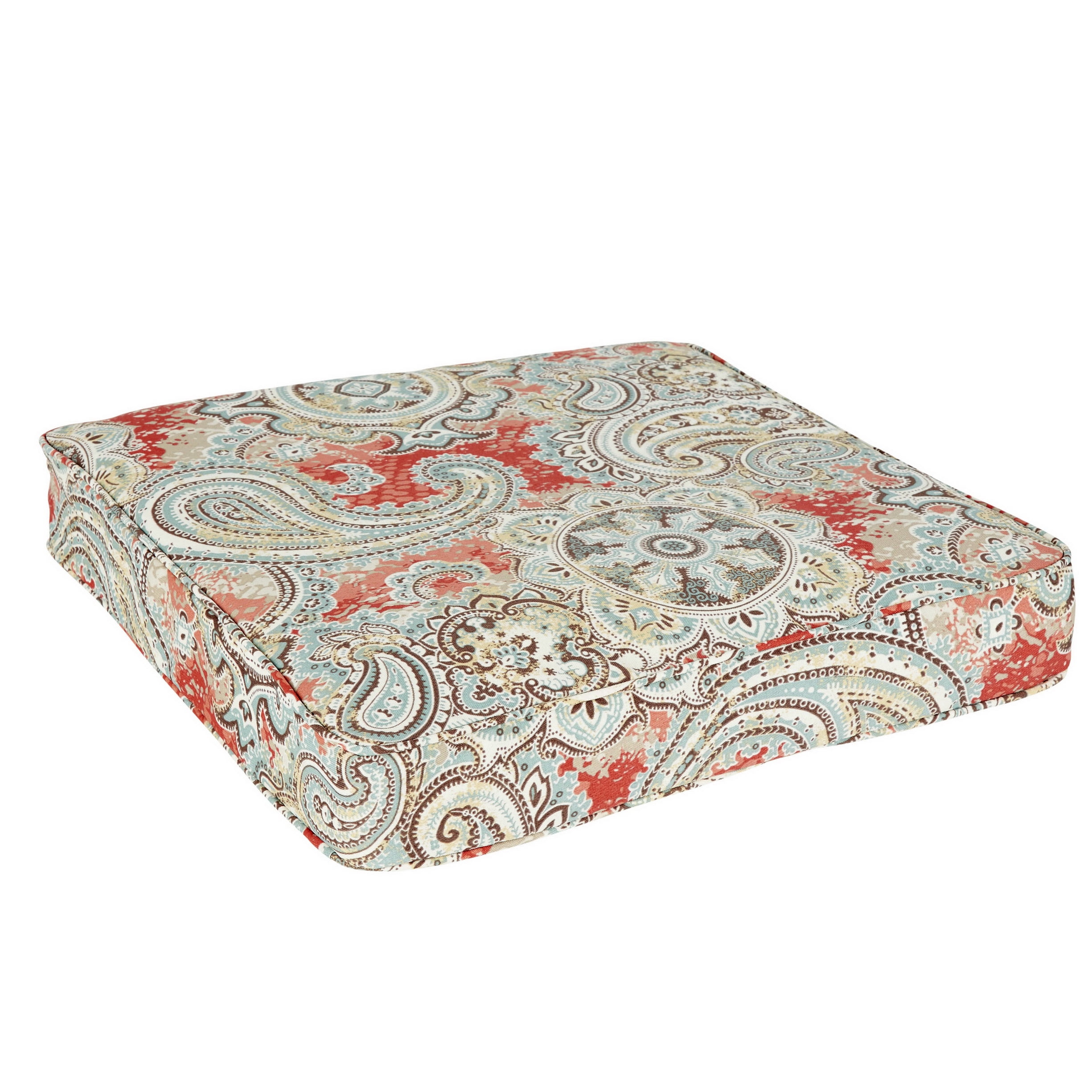 Sorra Home Coral Aqua Paisley Corded Indoor/Outdoor Cushion