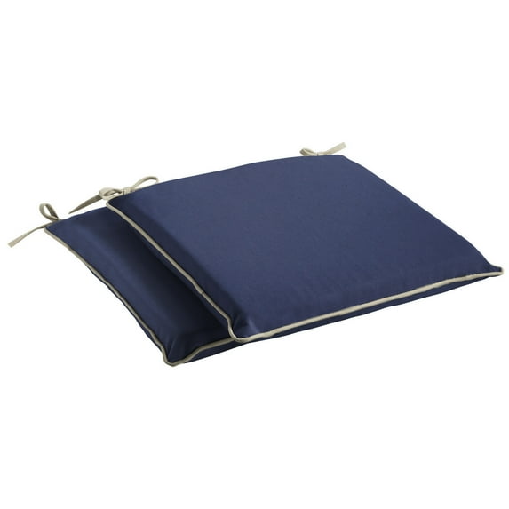 Sorra Home Dark Blue with Ivory Indoor/Outdoor Chair Pad Set, Corded