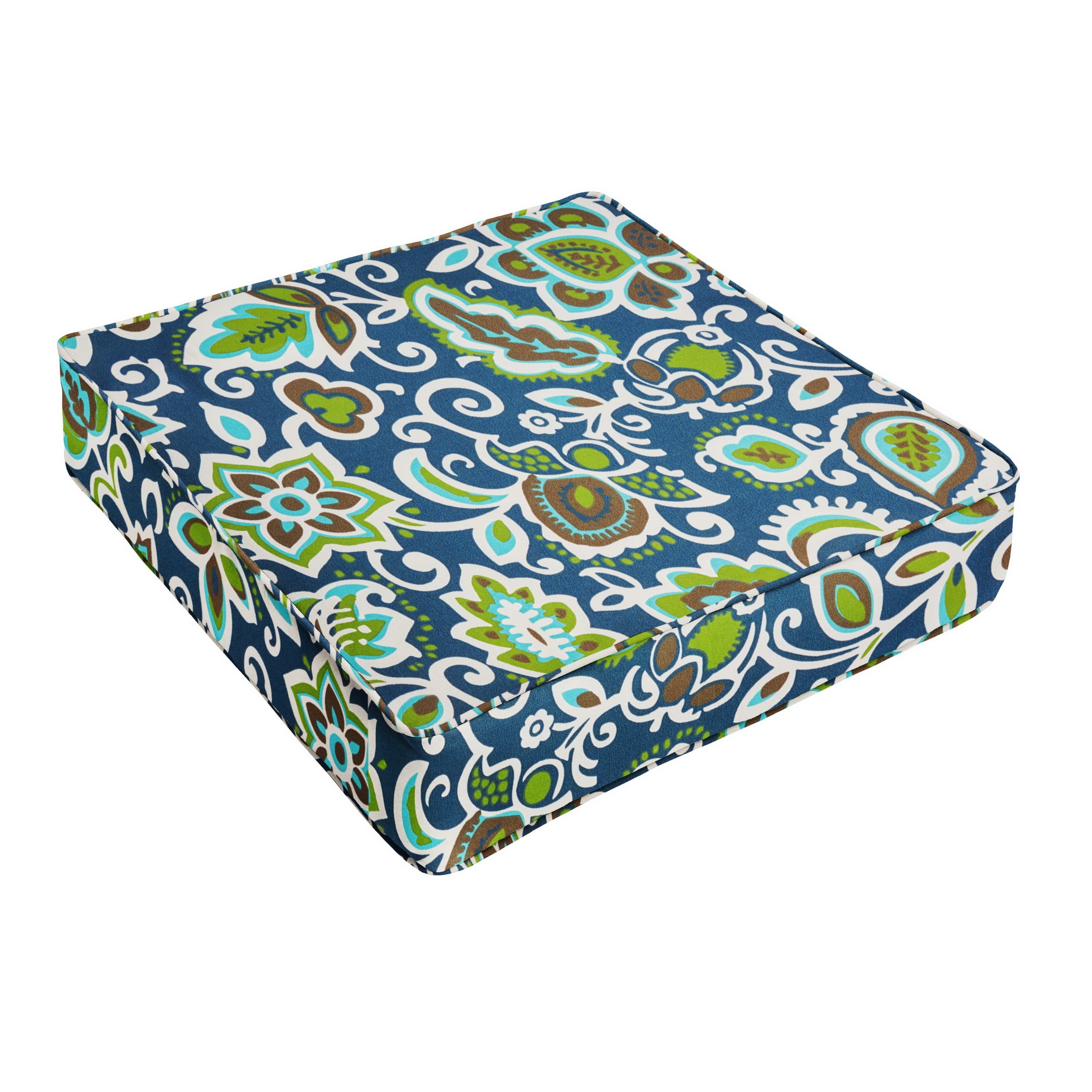 Sorra Home Floral Navy Indoor/Outdoor Deep Seating Cushion, Corded