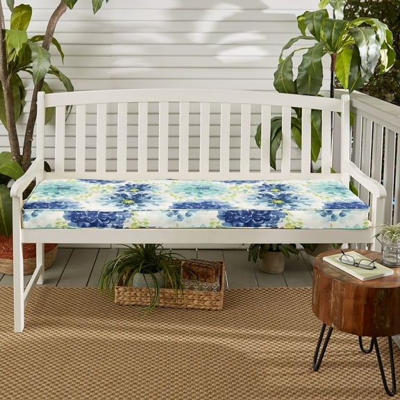 Sorra Home Gardenia Seaglass Indoor/Outdoor Corded Bench Cushion