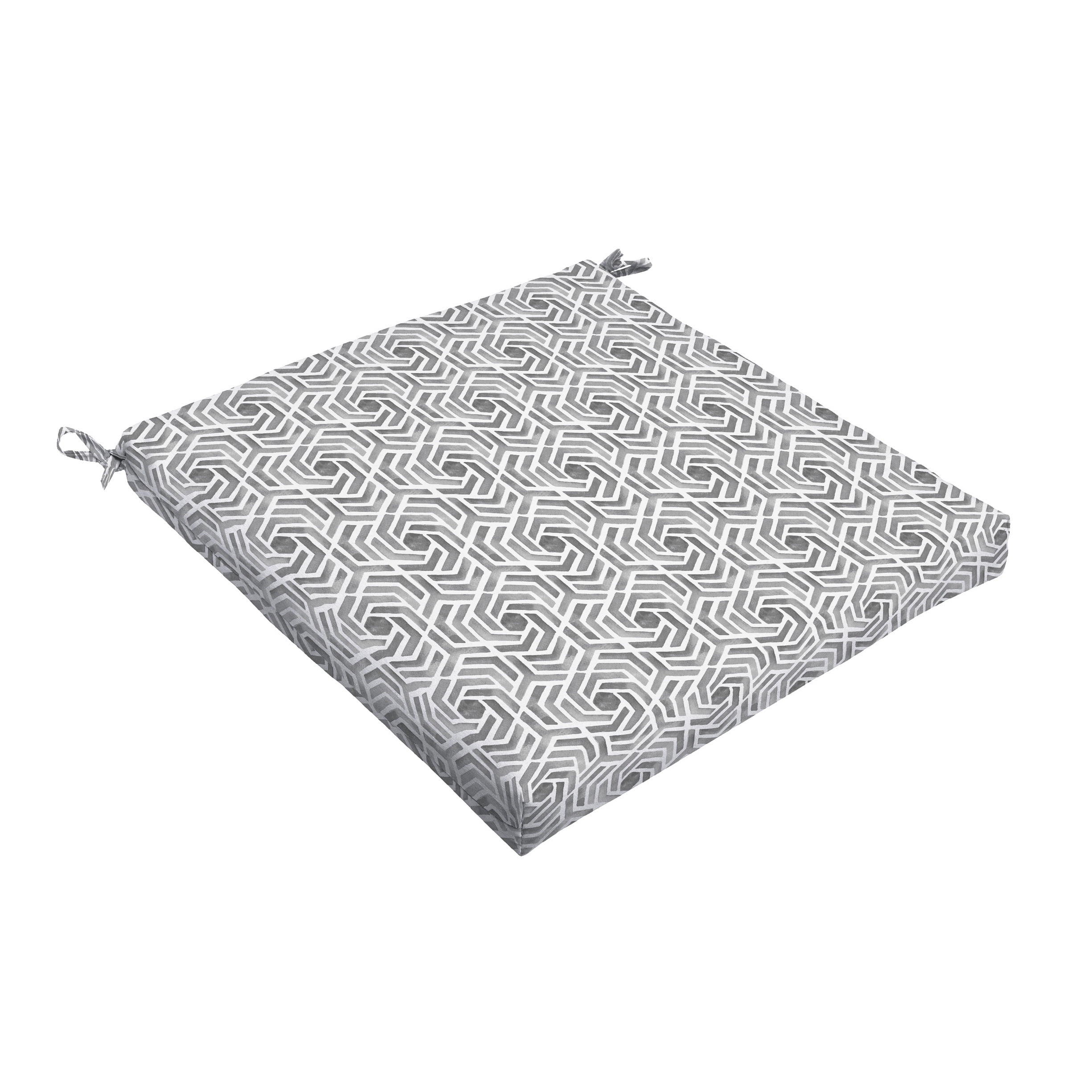 Sorra Home Grey and White Geometric Indoor/Outdoor Cushion