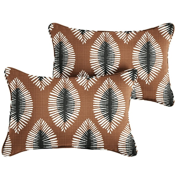 Sorra Home Hayden Sunstone Indoor/Outdoor Corded Lumbar Pillows (Set of 2) 20 x 13 x 6 - Hayden Sunstone