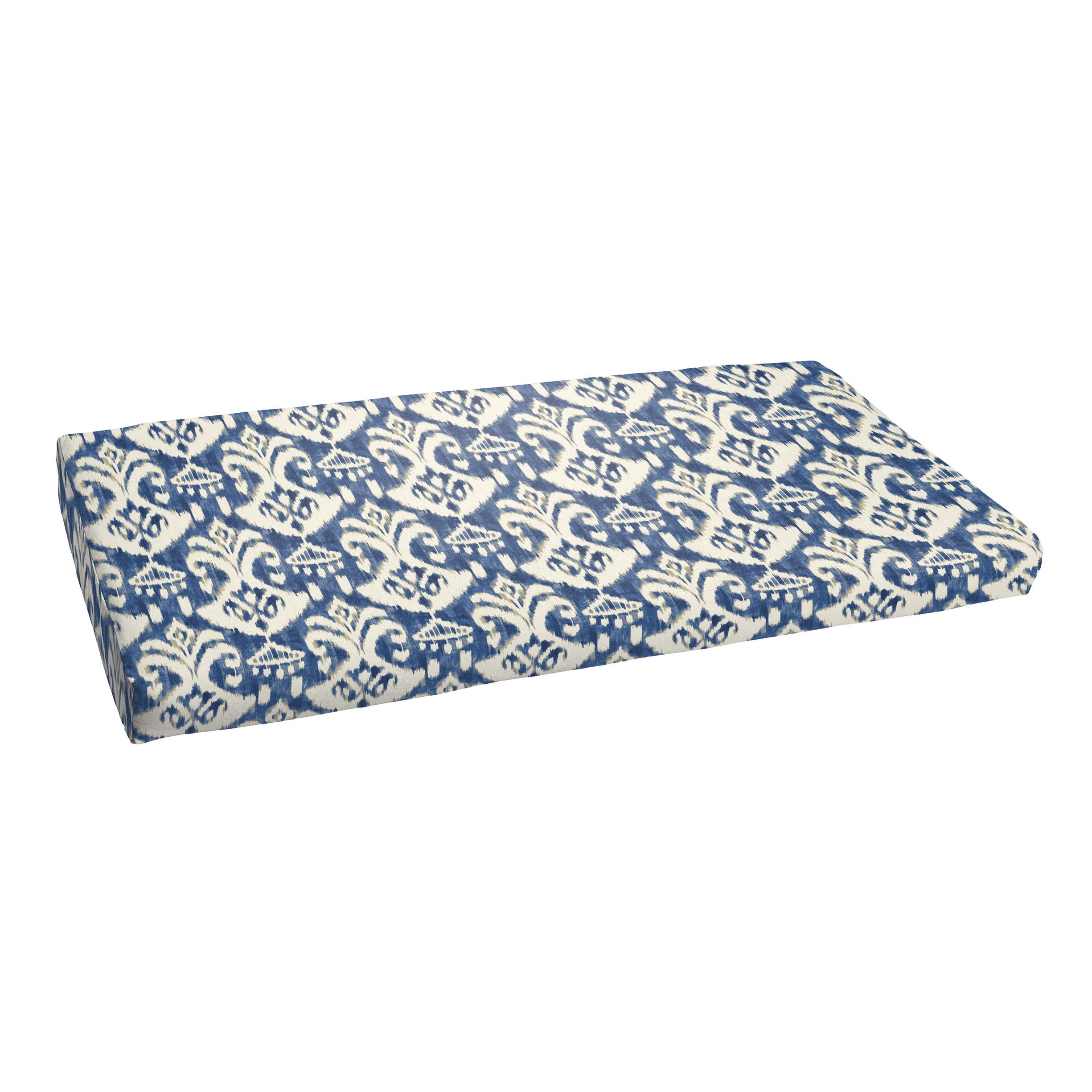 Sorra Home Indigo and Cream Indoor Outdoor Bench Cushion, Bristol