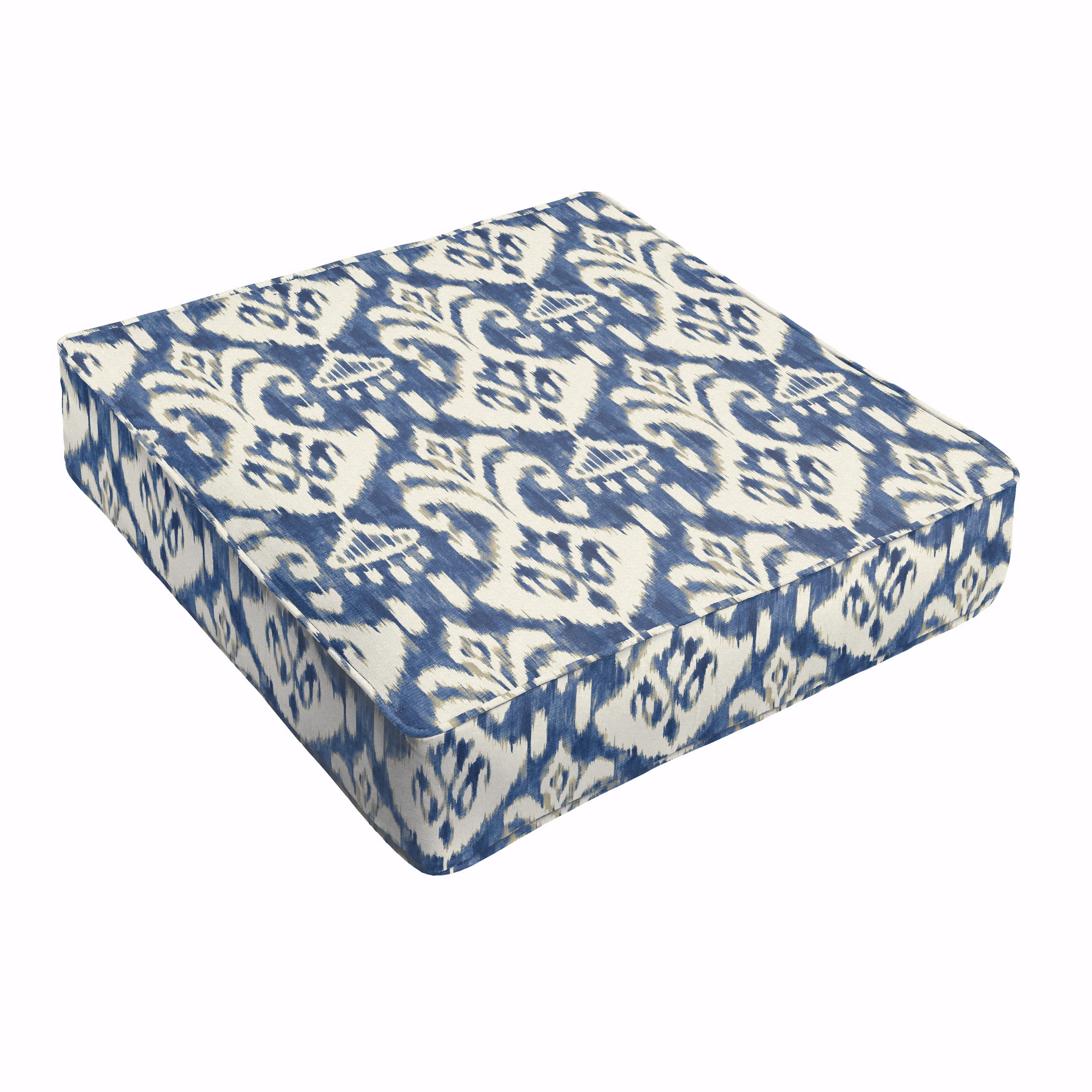 Sorra Home Indigo and Cream Indoor/Outdoor Deep Seating Cushion, Corded