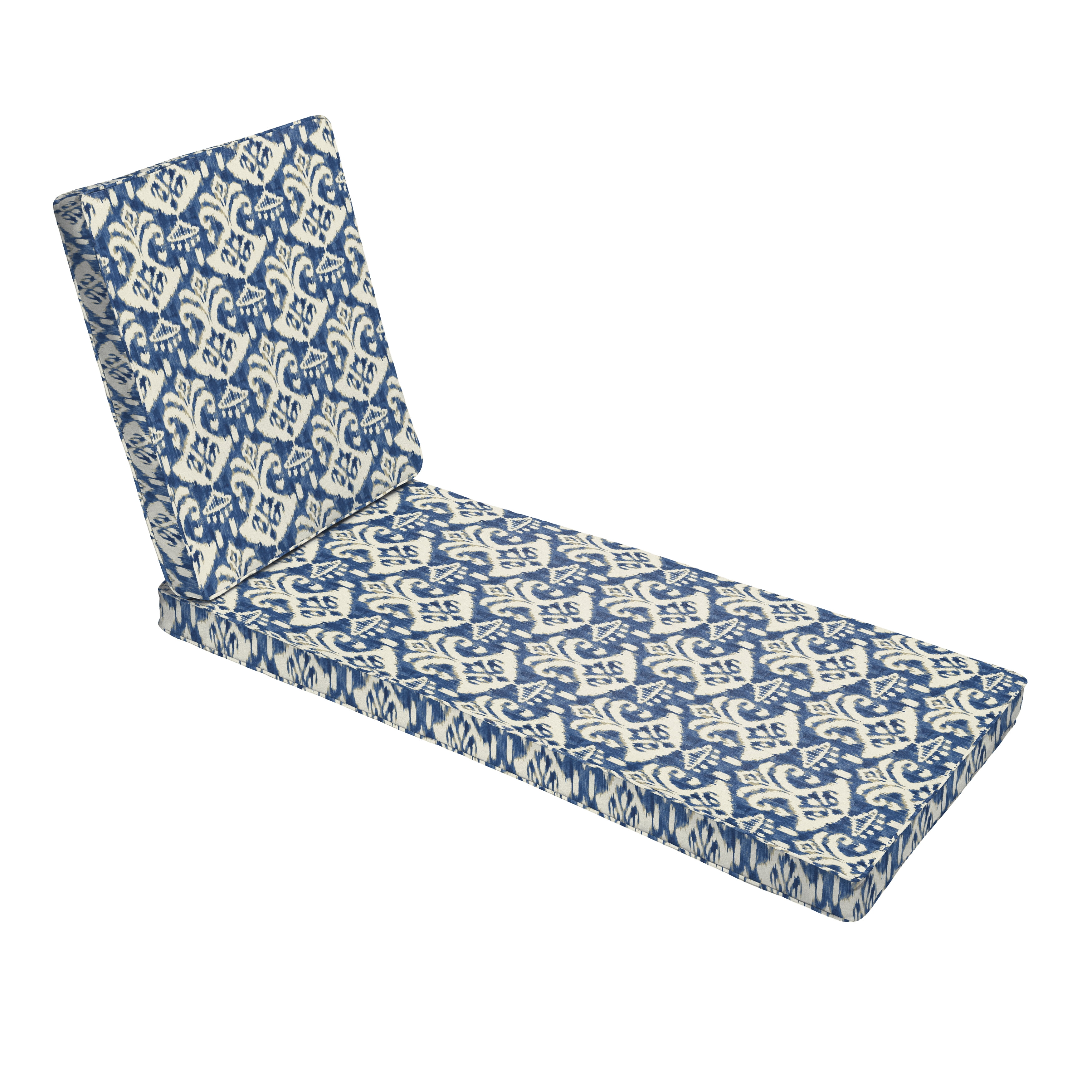 Sorra Home Indigo and Cream Indoor/Outdoor Hinged Cushion, Corded
