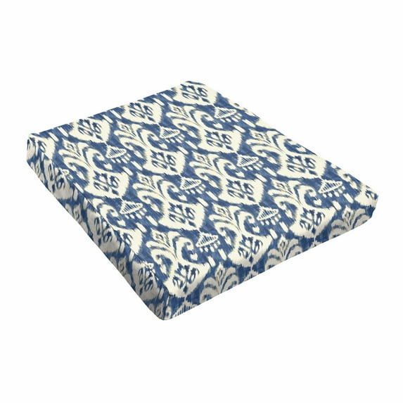 Sorra Home Indigo and Cream Indoor/Outdoor Tapered Cushion, Round Front