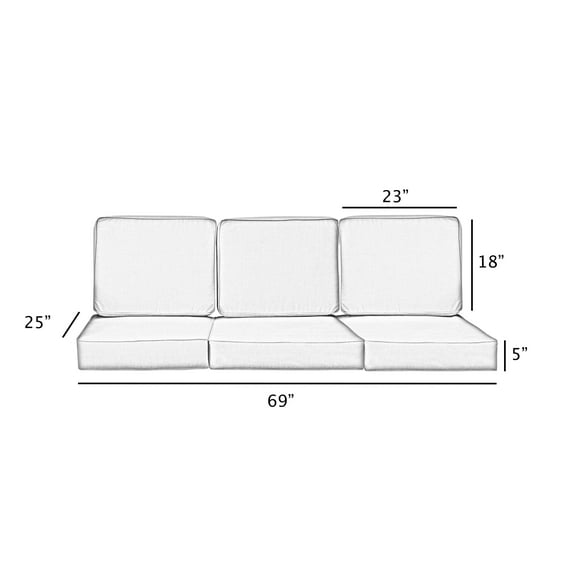 Sorra Home  Indoor/Outdoor Deep Seating Sofa Cushion Set 23 x 25 x 5 Sofa Cushion Set Corded - Pool