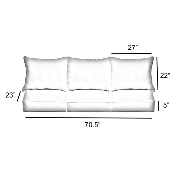 Sorra Home  Indoor/Outdoor Deep Seating Sofa Pillow and Cushion Set 23.5 x 23 x 5 Sofa Pillow Cushion Set Corded - Graphite