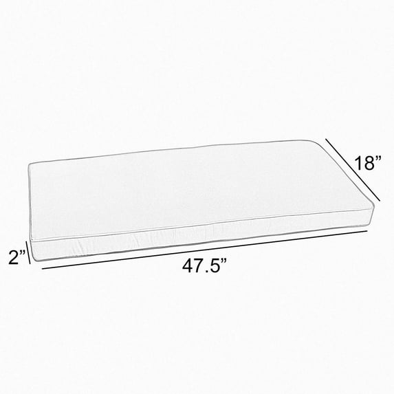 Sorra Home  Indoor/Outdoor Solid Corded Bench Cushion 47.5 x 18 x 2 Bench Cushion Corded - Pool