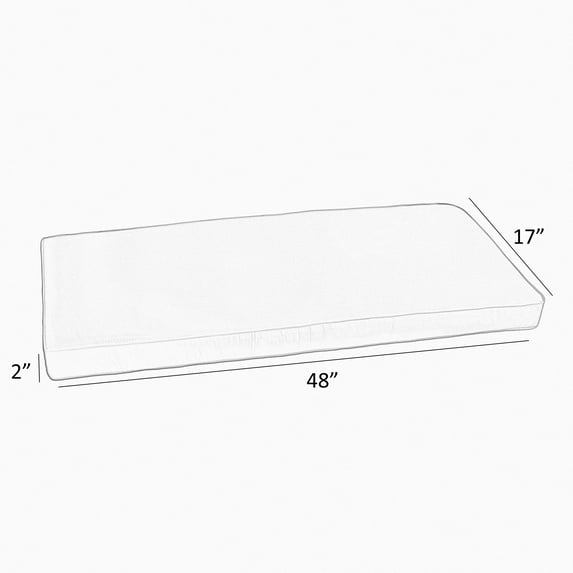 Sorra Home Indoor/Outdoor Solid Corded Bench Cushion 48 x 17 x 2 Bench Cushion Corded - Pool
