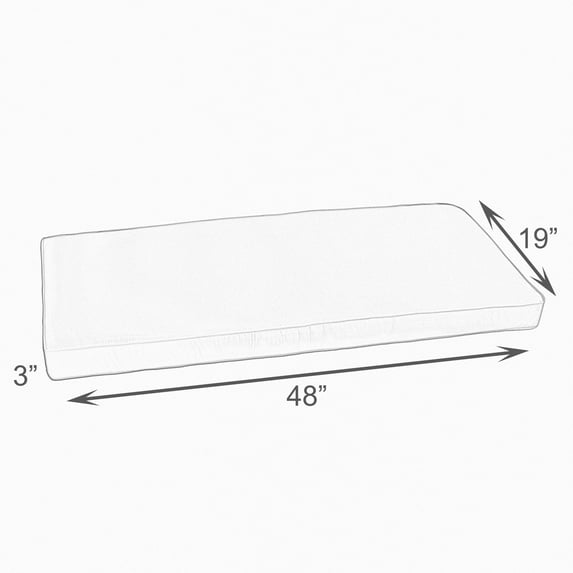 Sorra Home  Indoor/Outdoor Solid Corded Bench Cushion 48 x 19 x 3 Bench Cushion Corded - Ivory