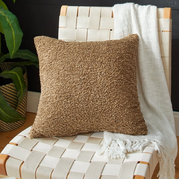Sorra Home Indoor Soft-Textured Knife Edge Square Pillow 20 in - Zazzle Taupe