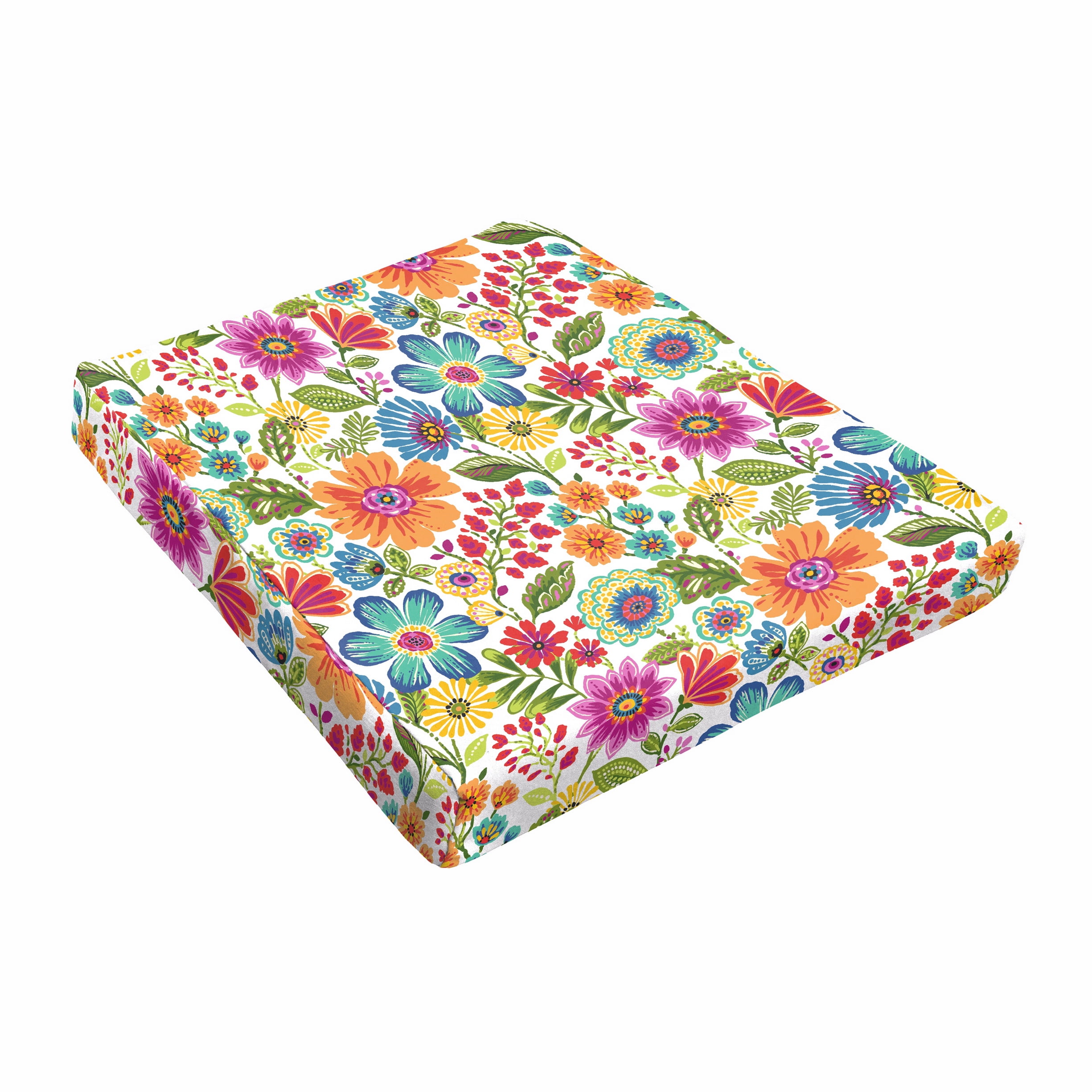 Sorra Home Multi Floral Tapered Cushion for Indoor/Outdoor Use, Round Front