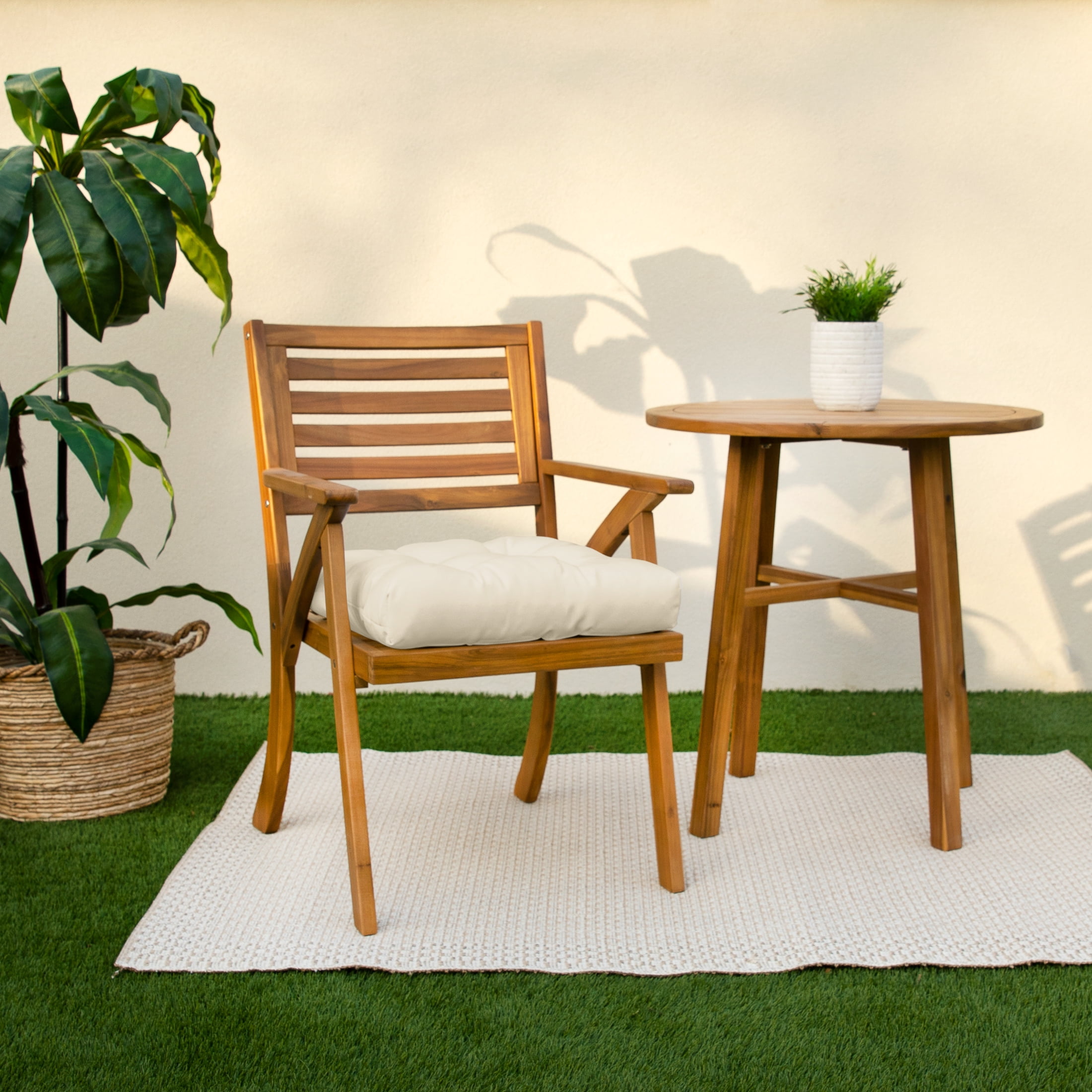 Sorra Home Natural Tufted Chair Cushion Round UShaped Back 16 x 16 x 3