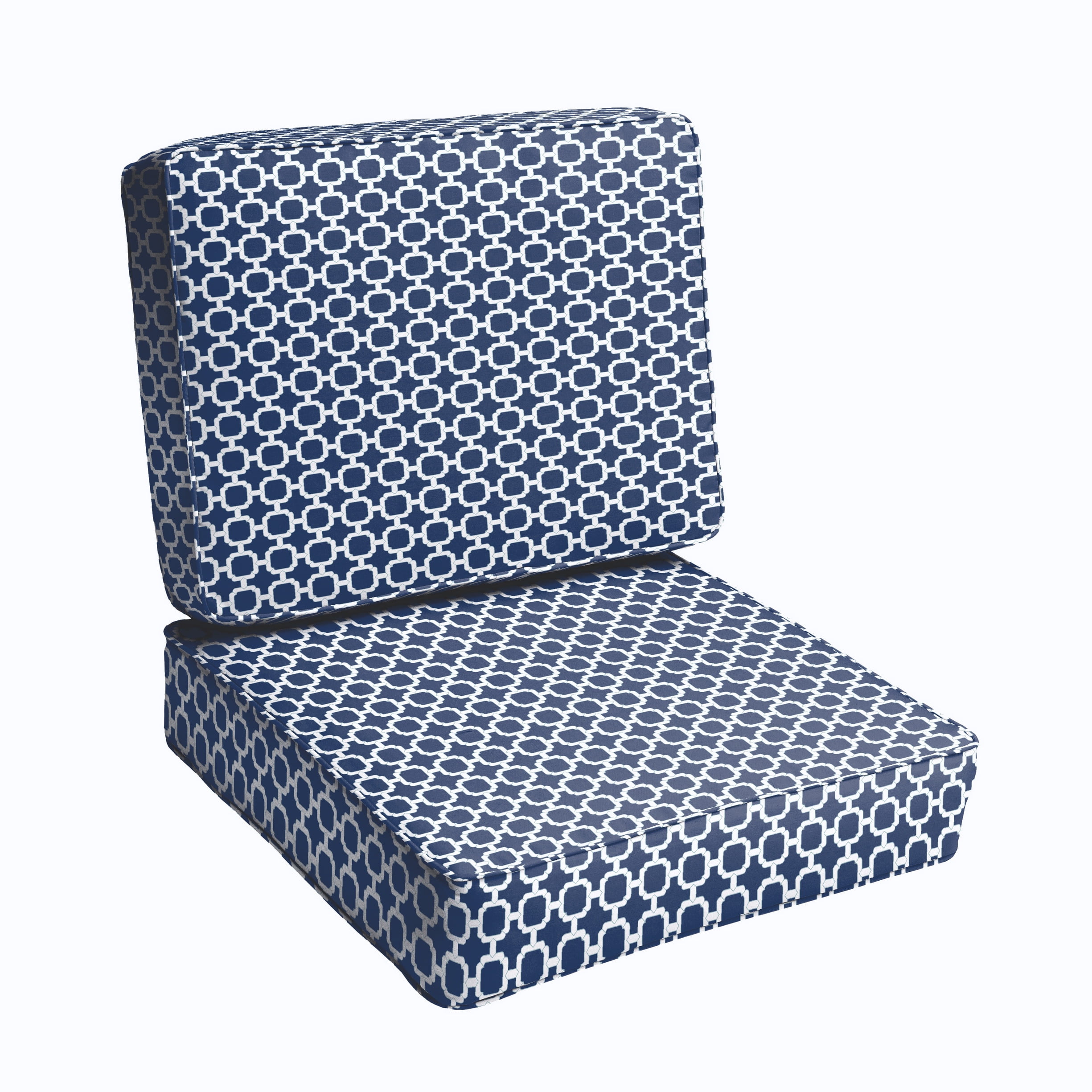 Sorra Home Navy Chainlink Indoor/Outdoor Deep Seating Cushion, Corded