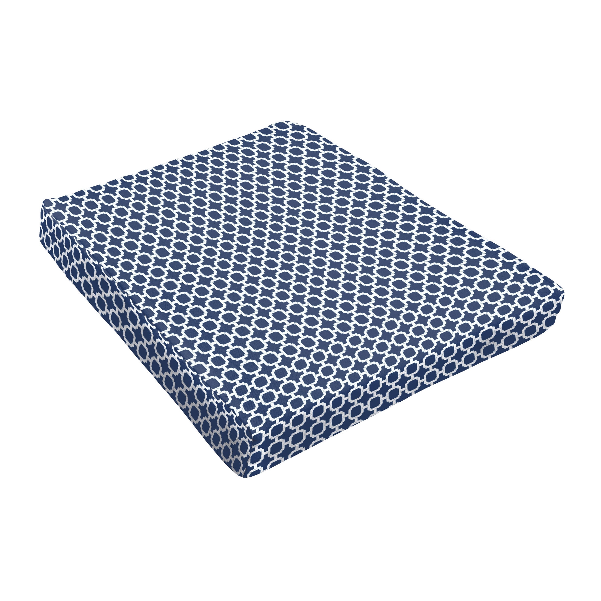 Sorra Home Navy Chainlink Indoor/Outdoor Tapered Round Front Cushion