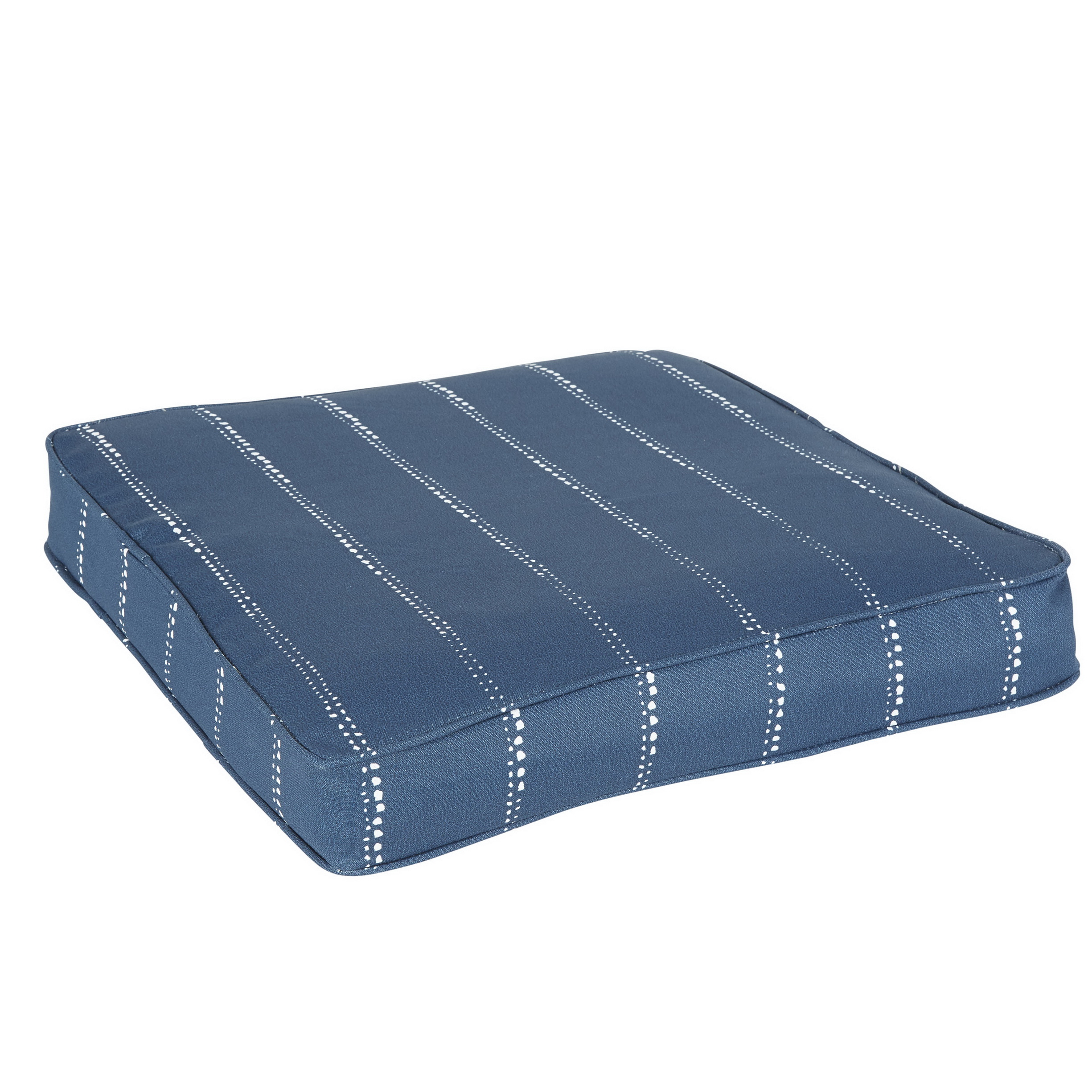 Sorra Home Navy Dotted Stripes Chair Cushion Indoor Outdoor Corded