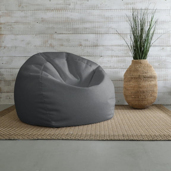 Sorra Home Outdoor Refillable Bean Bag Chair Weather-Resistant, Stylish Pattern Fabric, Gray