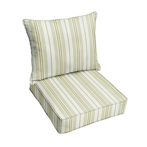 Sorra Home  Outdura Wellfleet Indoor/Outdoor Corded Deep Seating Pillow and Cushion Chair Set 22.5 in x 22.5 in x 5 in - Wellfleet Basil