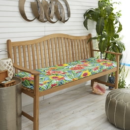 Sorra Home Gardenia Seaglass Floral Indoor/Outdoor Bench Cushion