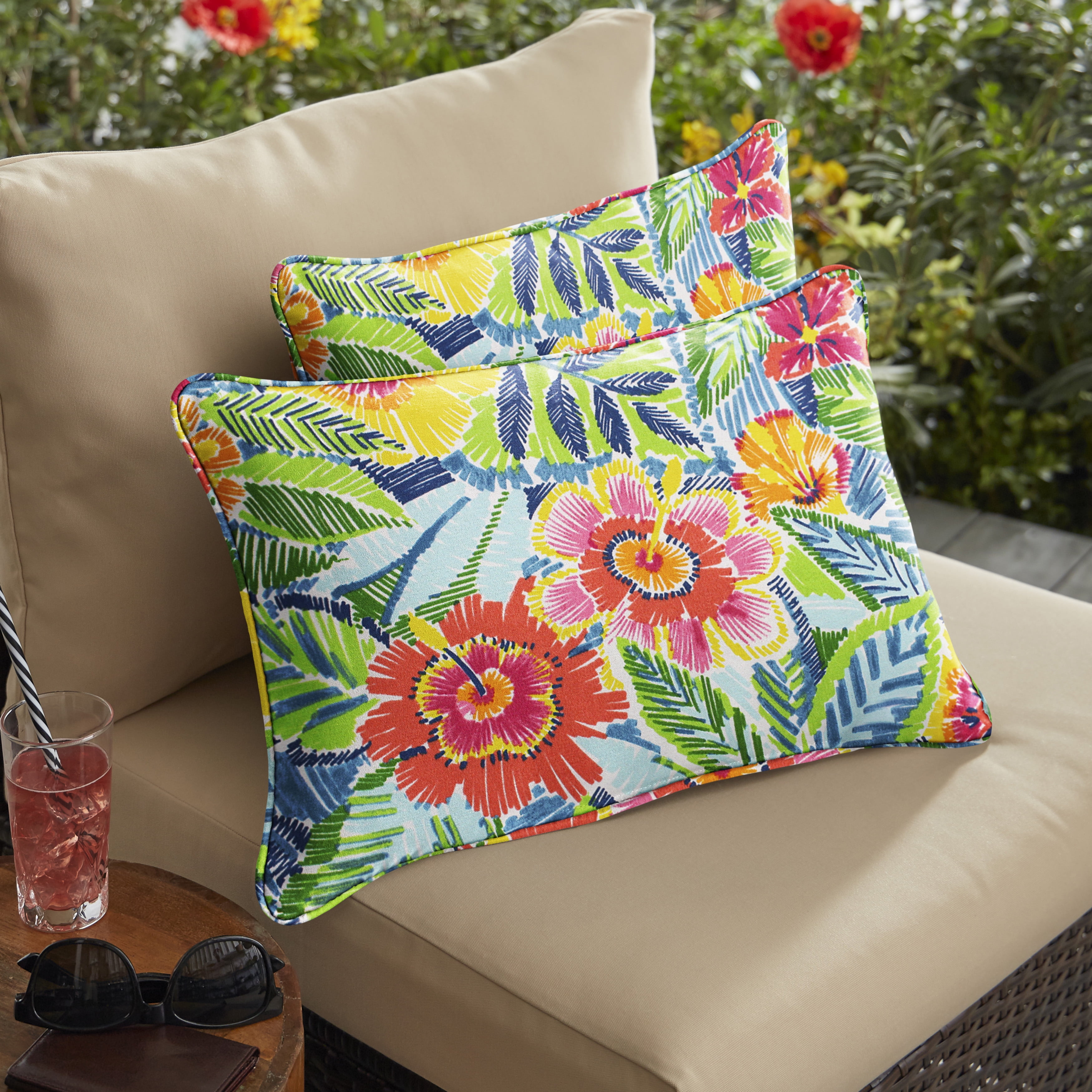 Sorra Home Pensacola Multi Indoor/Outdoor Corded Pillow Set of Two