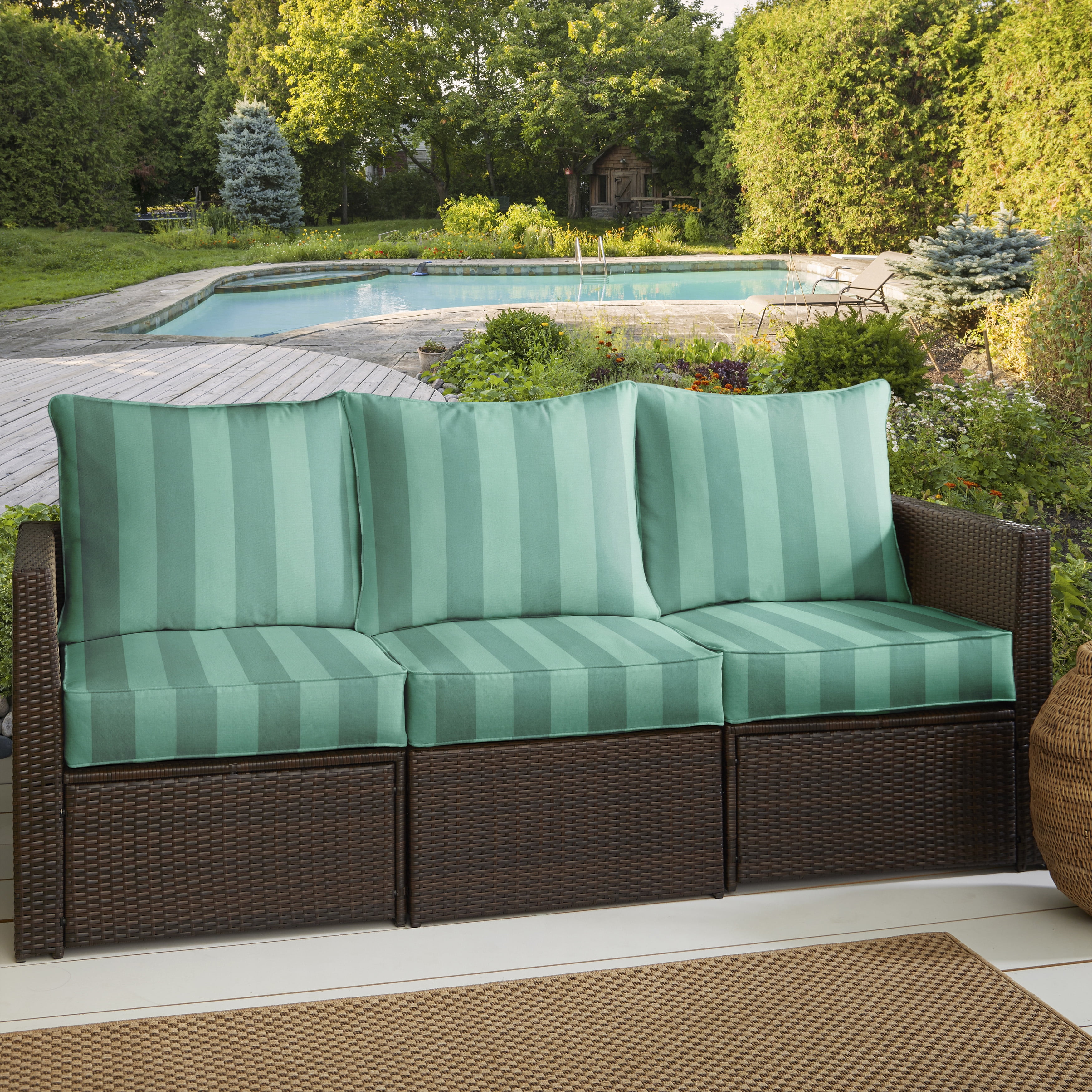 Sorra Home Preview Lagoon Indoor/Outdoor Deep Seating Sofa Cushion and Pillow Set