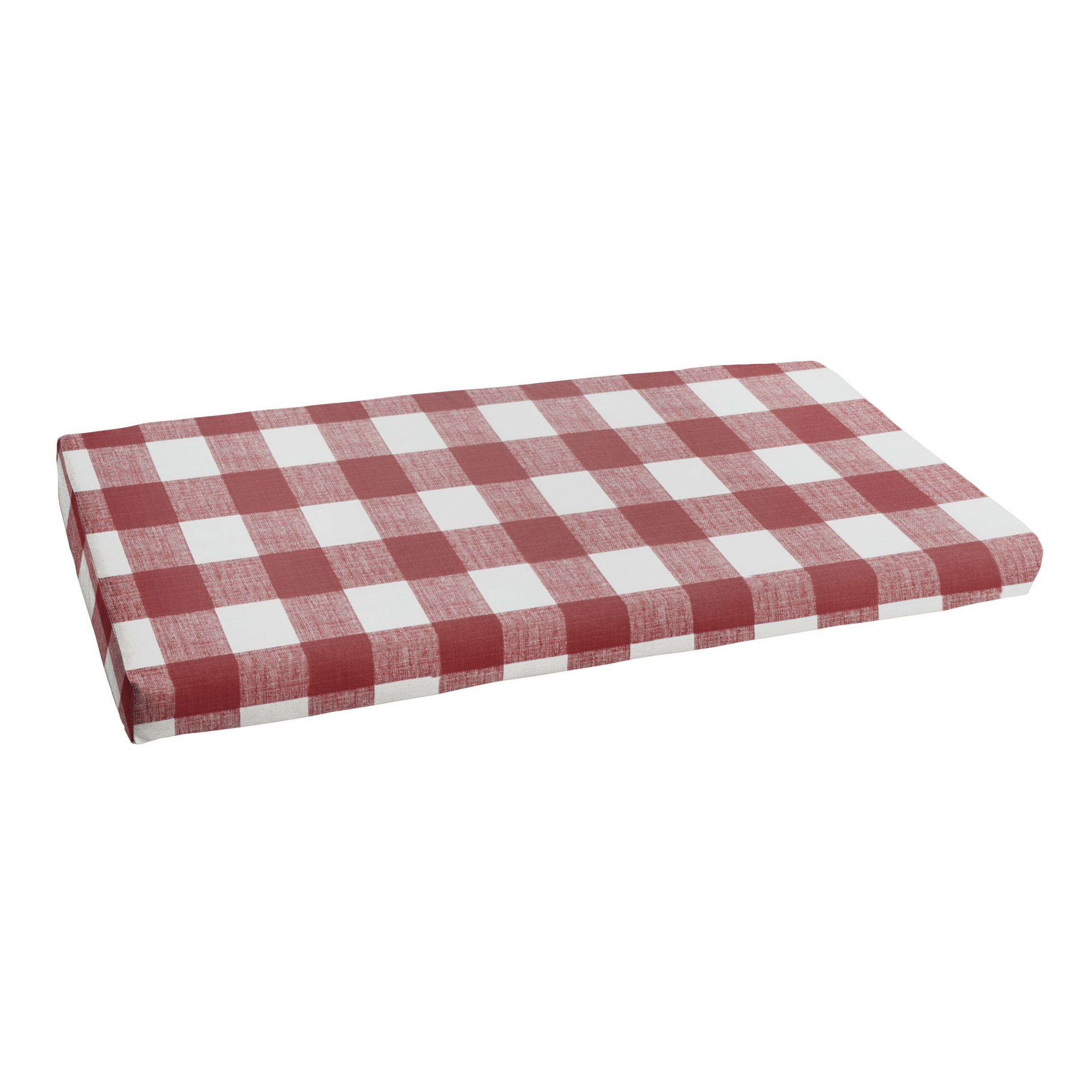 Sorra Home Indoor/Outdoor Red Buffalo Plaid Bench Cushion, Bristol