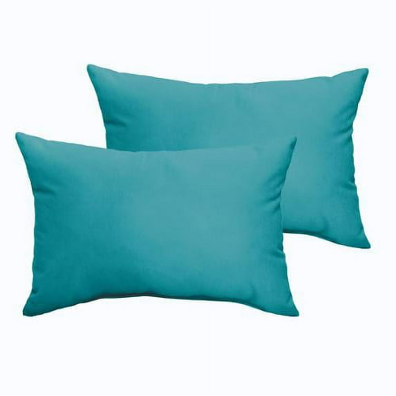 Sorra Home Sloane Aqua Blue Indoor/ Outdoor Knife Edge Pillow Set 12 in x 24 in