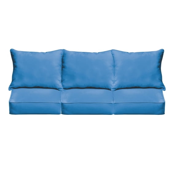 Sorra Home  Sloane Light Blue Indoor/ Outdoor Corded Sofa Cushion Set