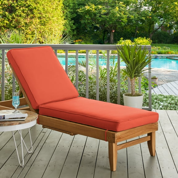 Sorra Home Solid Coral Outdoor/Indoor Chaise Lounge Cushion 73 in x 24 in x 3 in