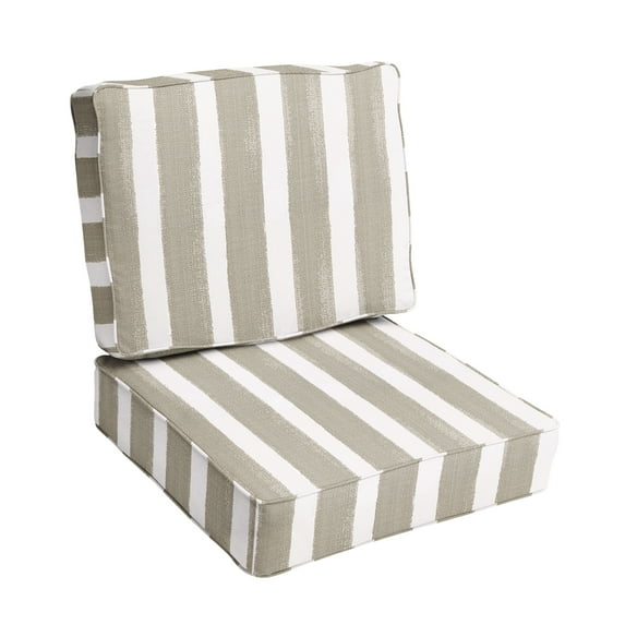 Sorra Home  Tan and White Stripe Indoor/Outdoor Corded Deep Seating Cushion Set 25 x 23 x 5 - Nico Coconut