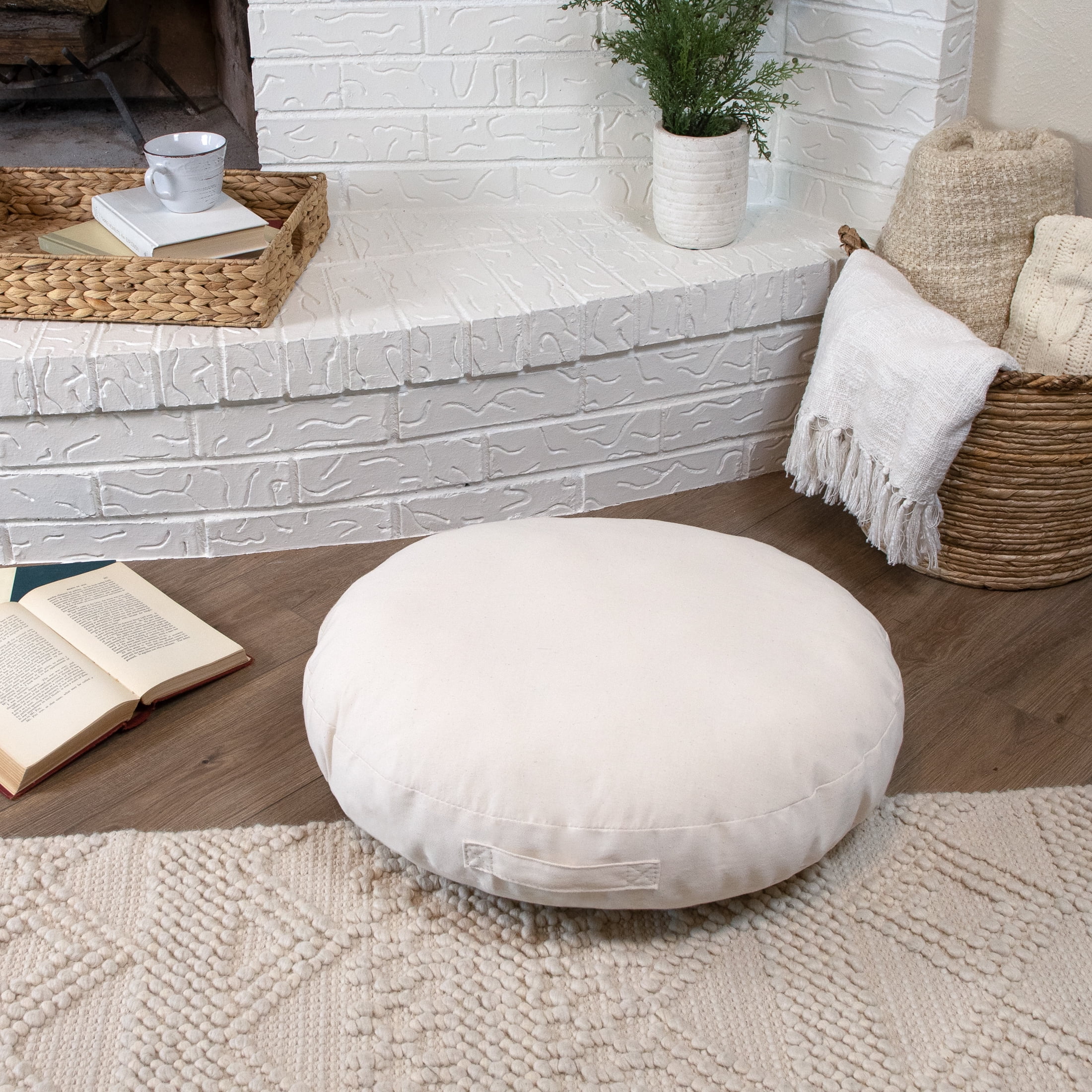 round Floor Pillow Insert 2 Sets, Large Thick Meditation Cushion, Circular  Seati