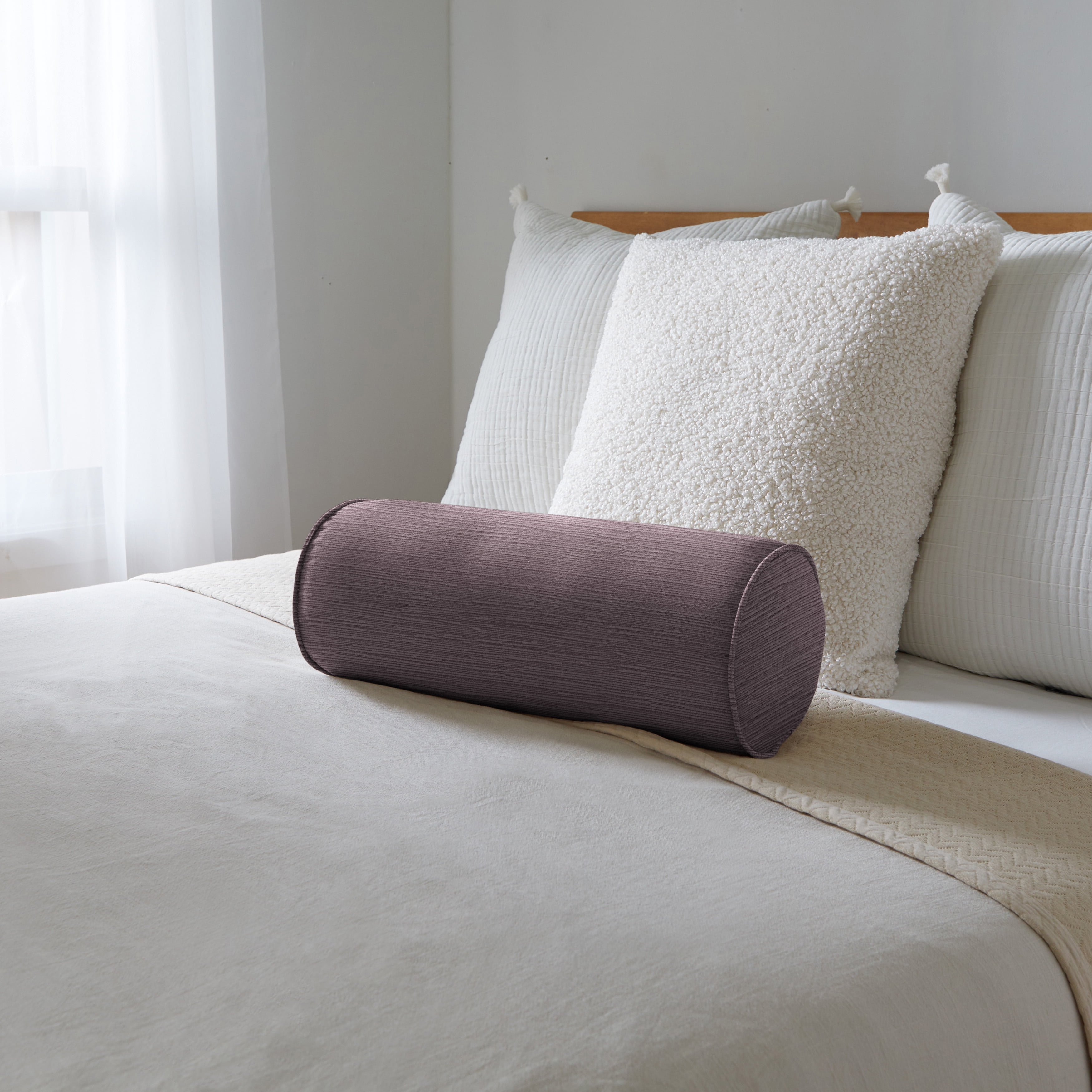 Sorra Home Velvet Fig Bolster Pillow 20 in x 8 in x 8 in