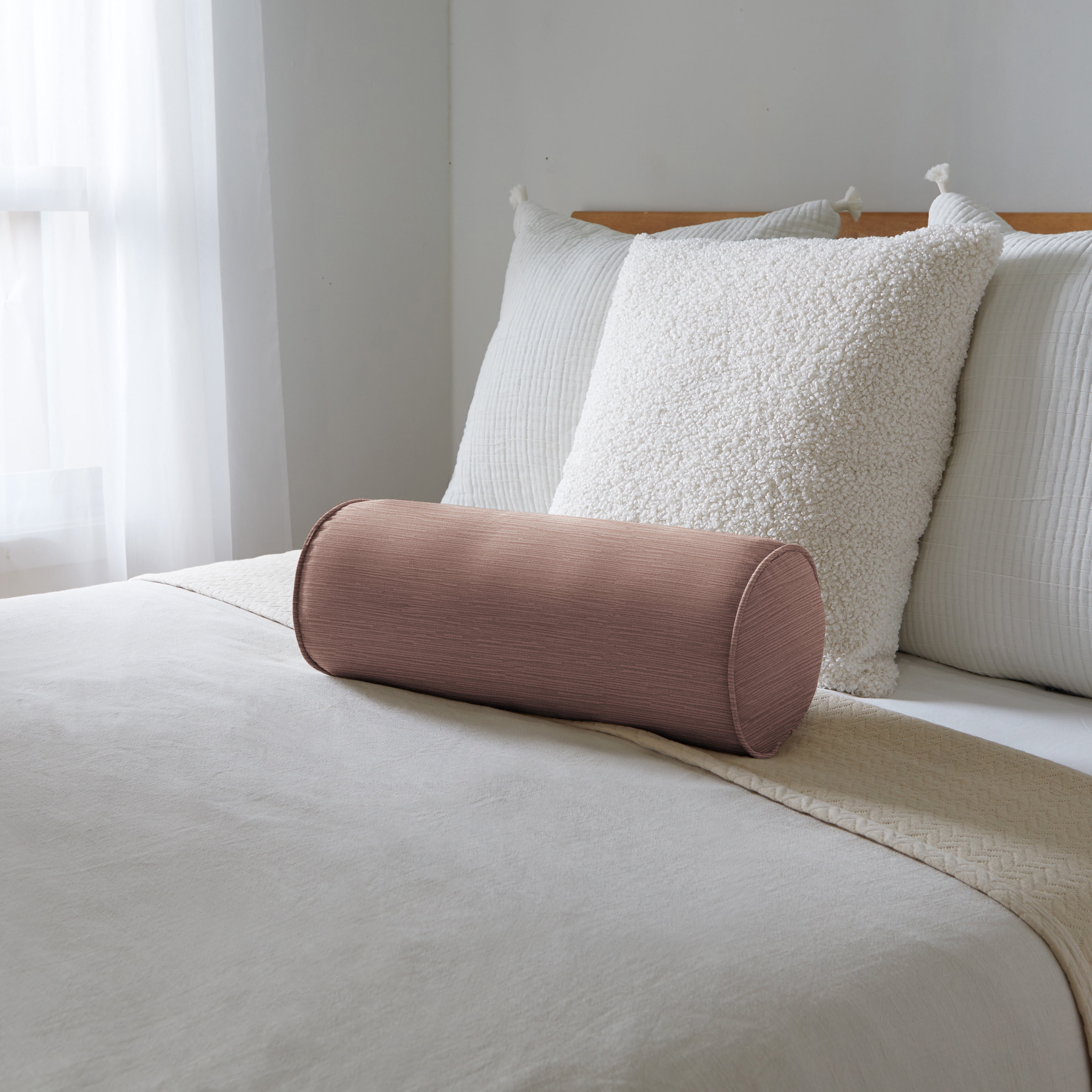 Sorra Home Velvet Rose Bolster Pillow 20 in x 8 in x 8 in