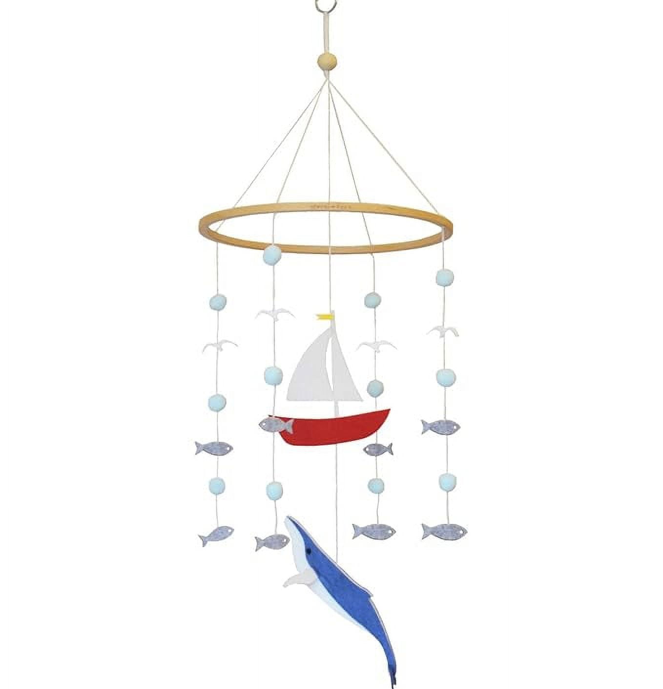 Whale and Sailboat Ocean Crib Mobile with Beechwood Frame